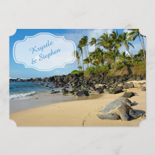 Beach Wedding Turtle Oceanen HANDFLATAN TRÄD Inbjudningar