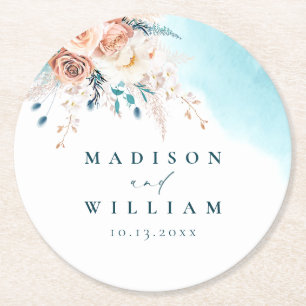Beach Wedding Underlägg Papper Rund