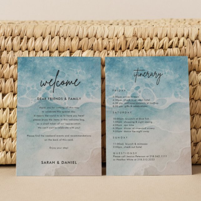 Beach Wedding Välkommen Letter Itinerary Inbjudningar (Skapare uppladdad)