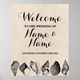 Beach Wedding Välkommen Poster Snäckor Ocean