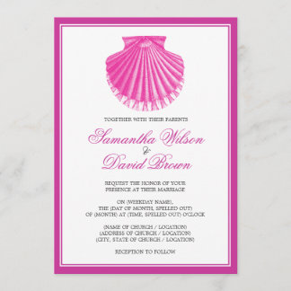Beach Wedding Vintage Scallop Snäcka Rosa Inbjudningar