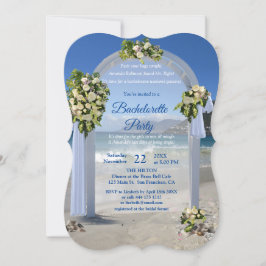 Beach Wedding /Vit ros Bachelorette Party Inbjudningar