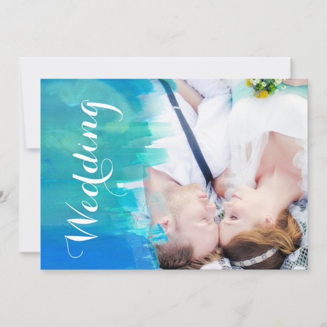 Beach Wedding Watercolor Modern Photo-inbjudan Inbjudningar (Framsida)