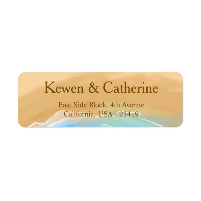 Beach Wedding Watercolor Returadress Etikett (Framsidan)