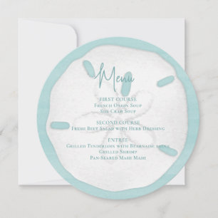 Beach Wedding Watercolor Sand Dollar Menu Inbjudningar