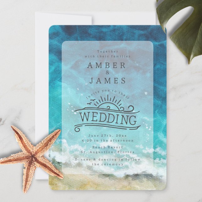 Beach Wedding Watercolor Shore Inbjudningar (Skapare uppladdad)
