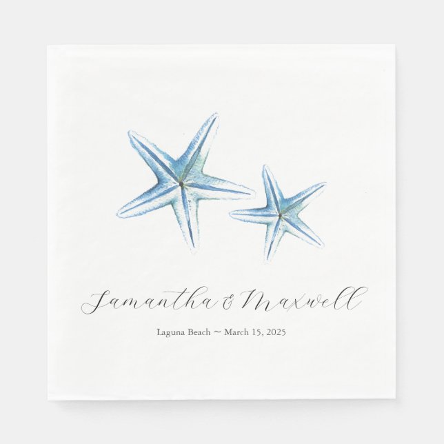 Beach Wedding Watercolor Starfish Pappersservett (Framsidan)