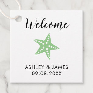Beach Wedding Welcome Bag Gift-Märkre, Ljust grönt Gåvor Etiketter