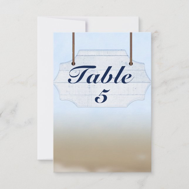 Beach Wedding White Wood Bordsnummer Card (Framsida)