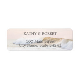 BEACH WEDING RETURETIKETTERS | OCEAN SUNSET RETURADRESS ETIKETT