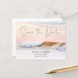 BEACH WEDING SPARA DATE POSTCARD | OCEAN VÅGAR VYKORT
