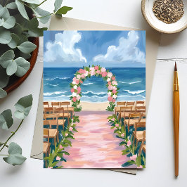 Beach Wedle Aisle Blommigt Watercolor Card