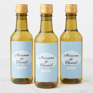 Beach Wedle Mini Vin-etiketterna Seaside Beach Blu Vinetikett
