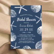Beach Wedle Navy Blue Seashells Möhippa