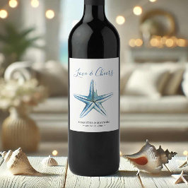 Beach Wedle Vin-etiketter Vattenfärg Starfish Vinflaska Etikett