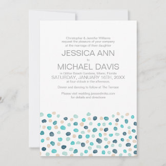Beach Wedment Polka dots Watercolor Modern Inbjuda Inbjudningar