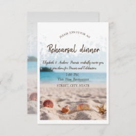 Beach Wedment,Sand,Seashells Rehearsal Dinner Inbjudningar