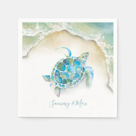 Beach Wedne Napkins Ocean Sea Turtle Pappersservett