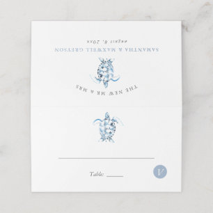 Beach Wedplace Cards Meal Choice Sea Turtle Placeringskort