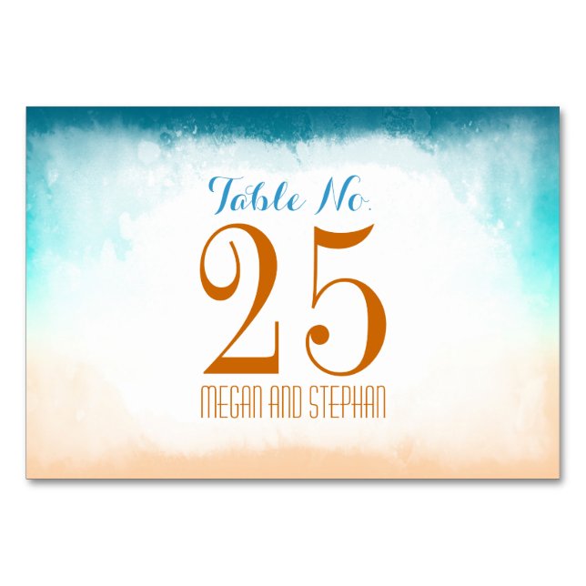 Beach Wedres Ombre-Bordsnummer-kort Bordsnummer (Framsidan)