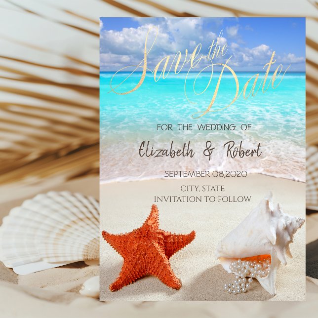 Beach Wedsseashells Ljus Spara datum Datumet (Skapare uppladdad)