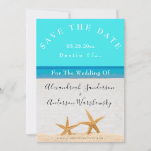 Beach Wedting 2 Starfish in Sand Save Date Inv. Inbjudningar
