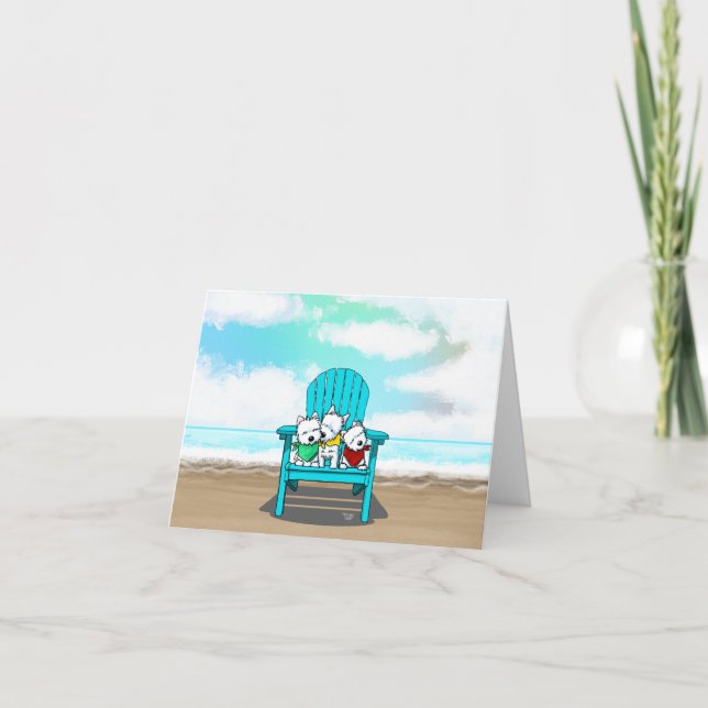 Beach Westies Note Card Tack Kort (Framsida)