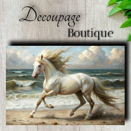 Beach White Horse Decoupage