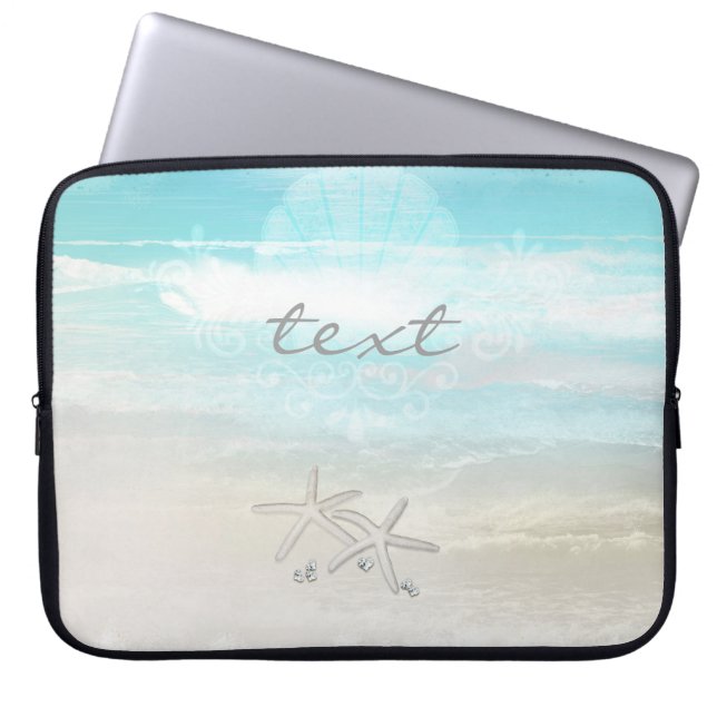 Beach White Starfish Elegant Summer Chic Tropical Laptop Sleeve (Framsidan)