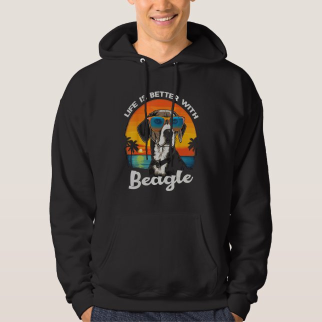 Beach  with a Beagle Dog Hoodie (Framsida)