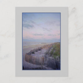 "Beach with Fence and Dunes at Dawn" vykort