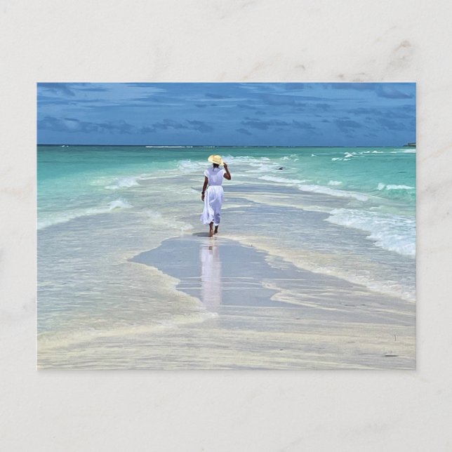 Beach Woman Helg Vykort (Framsida)