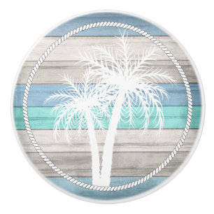 Beach Wood Nautical Handflatan - Blue, Tan, Teal Knopp