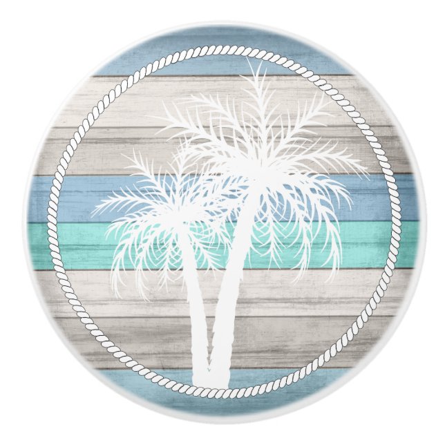 Beach Wood Nautical Handflatan - Blue, Tan, Teal Knopp (Framsidan)