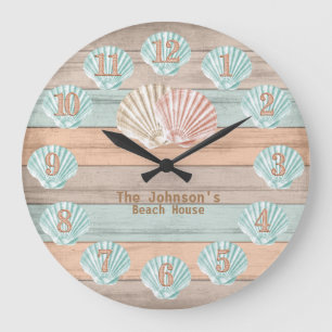 Beach Wood Nautical Rand & Snäckors Stor Klocka