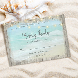 Beach Wood Rustic String Ljus Bröllop OSA Kort