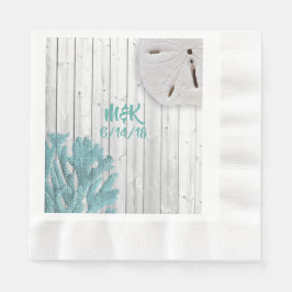 Beach Wood Teal Coral Papper Napkins Pappersservett
