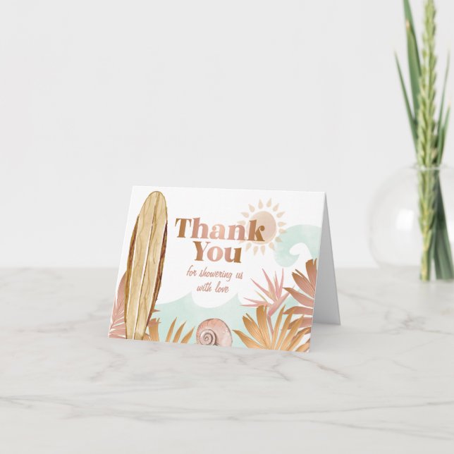 Beach Wooden Surfboard Baby Shower - tack för ditt (Framsida)