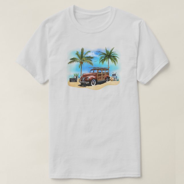 Beach Woody Wagon T-Shirt (Design framsida)