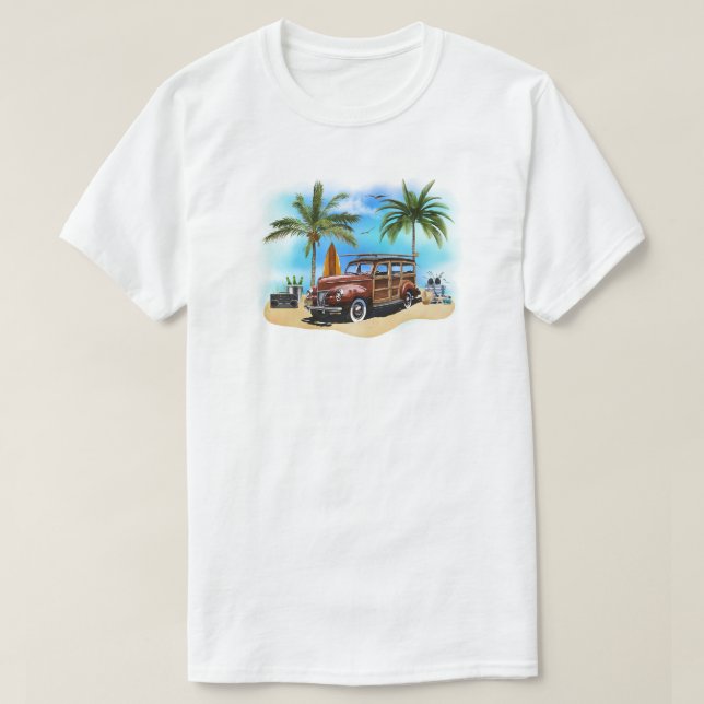 Beach Woody Wagon T-Shirt (Design framsida)