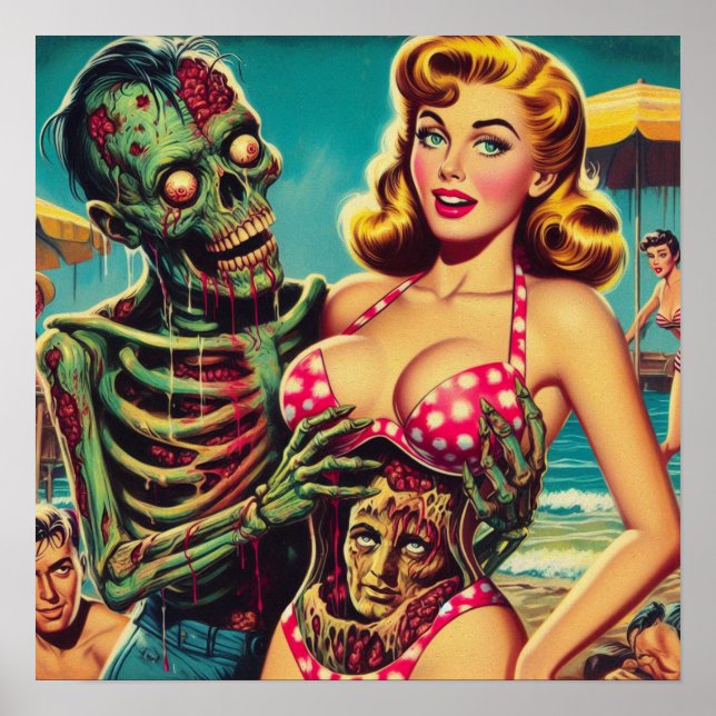 Beach Zombie Girl Poster (Framsidan)