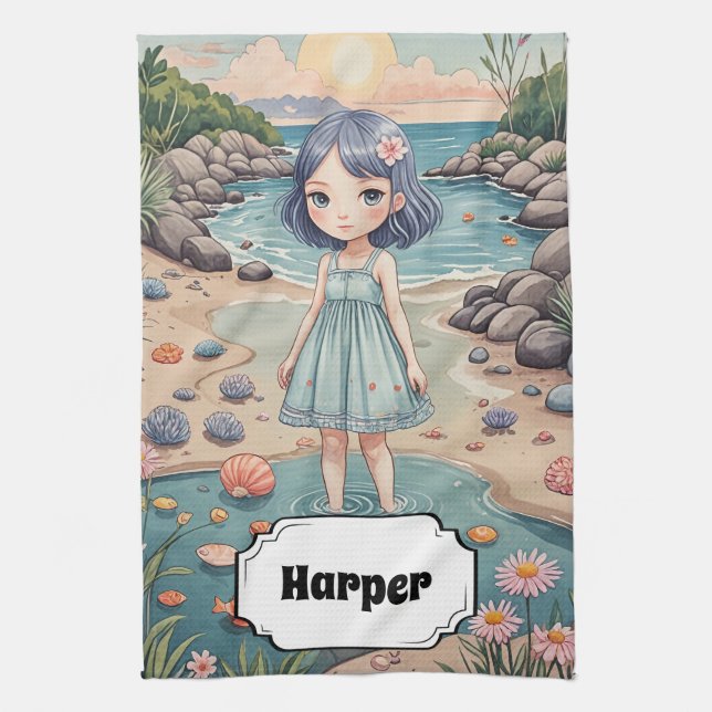 Beachcombers Bliss-Personlig Kökshandduk (Vertikal)