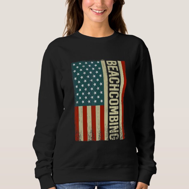 Beachcombing USA Flag 4th of July beachcomb beachc T Shirt (Framsida)