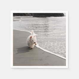 Beachcombing Westie Hund Photo Napkins Pappersservett