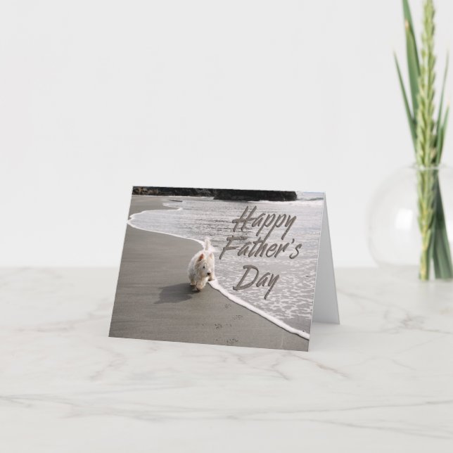 Beachcombing Westie Photo Fars dag Card Tack Kort (Framsida)
