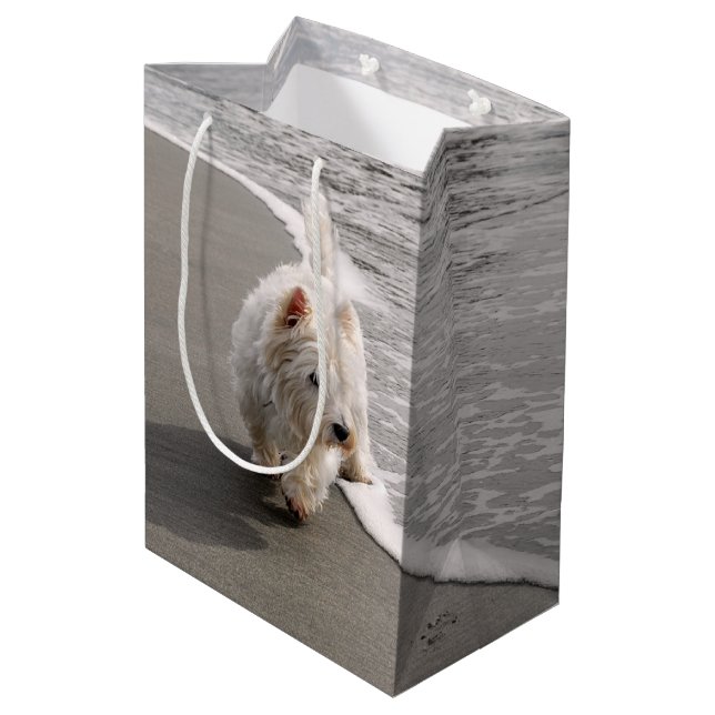 Beachcombing Westie Photo Gift Bag (Baksidan Vinklad)
