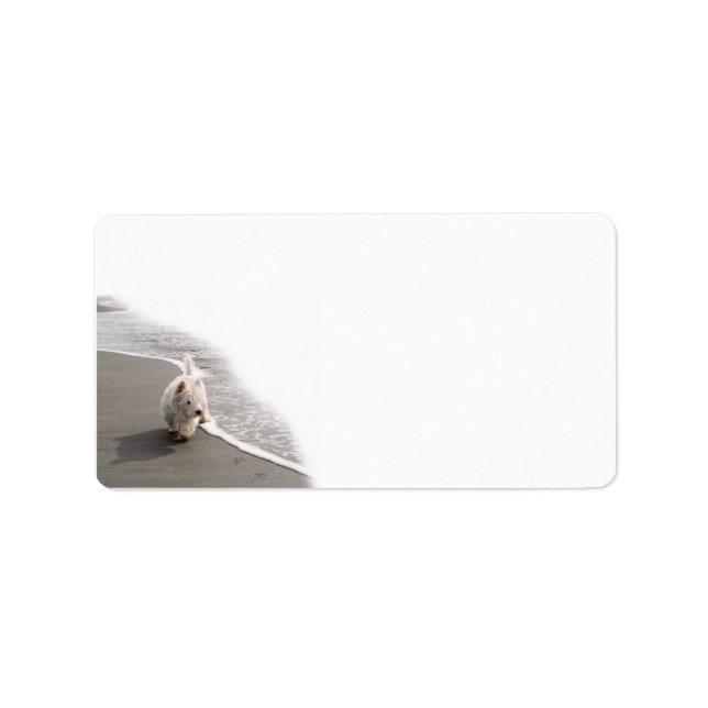 Beachcombing Westie Photo Stationery Adressetikett (Framsidan)