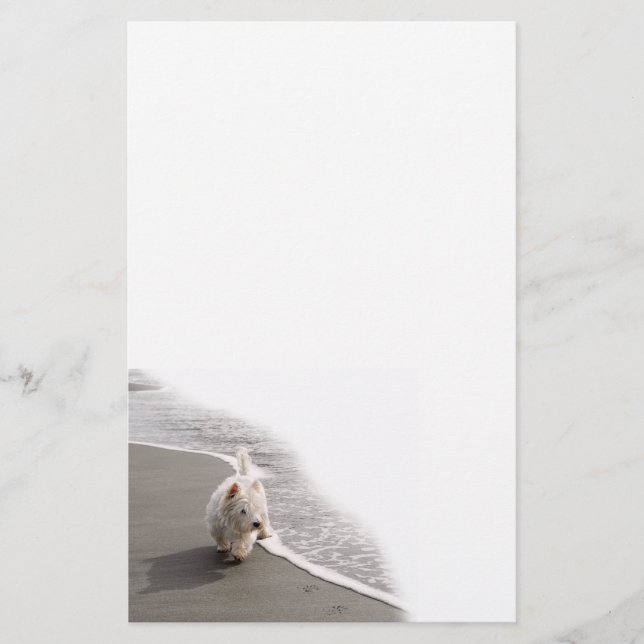Beachcombing Westie Photo Stationery Brevpapper (Framsida)