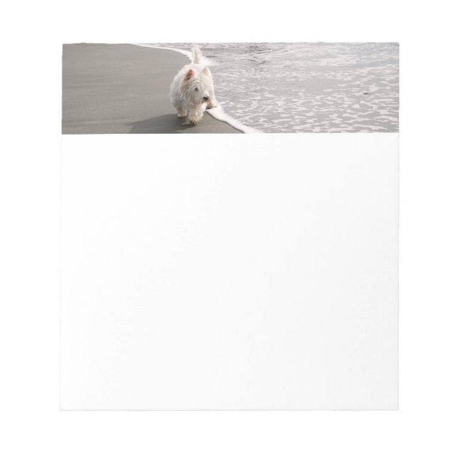 Beachcombing White Westie Hund Photo Stationery Anteckningsblock (Framsida)