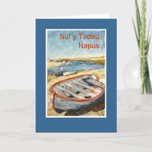 Beached Dinghy Fars dag Card: Welsh Hälsning Kort